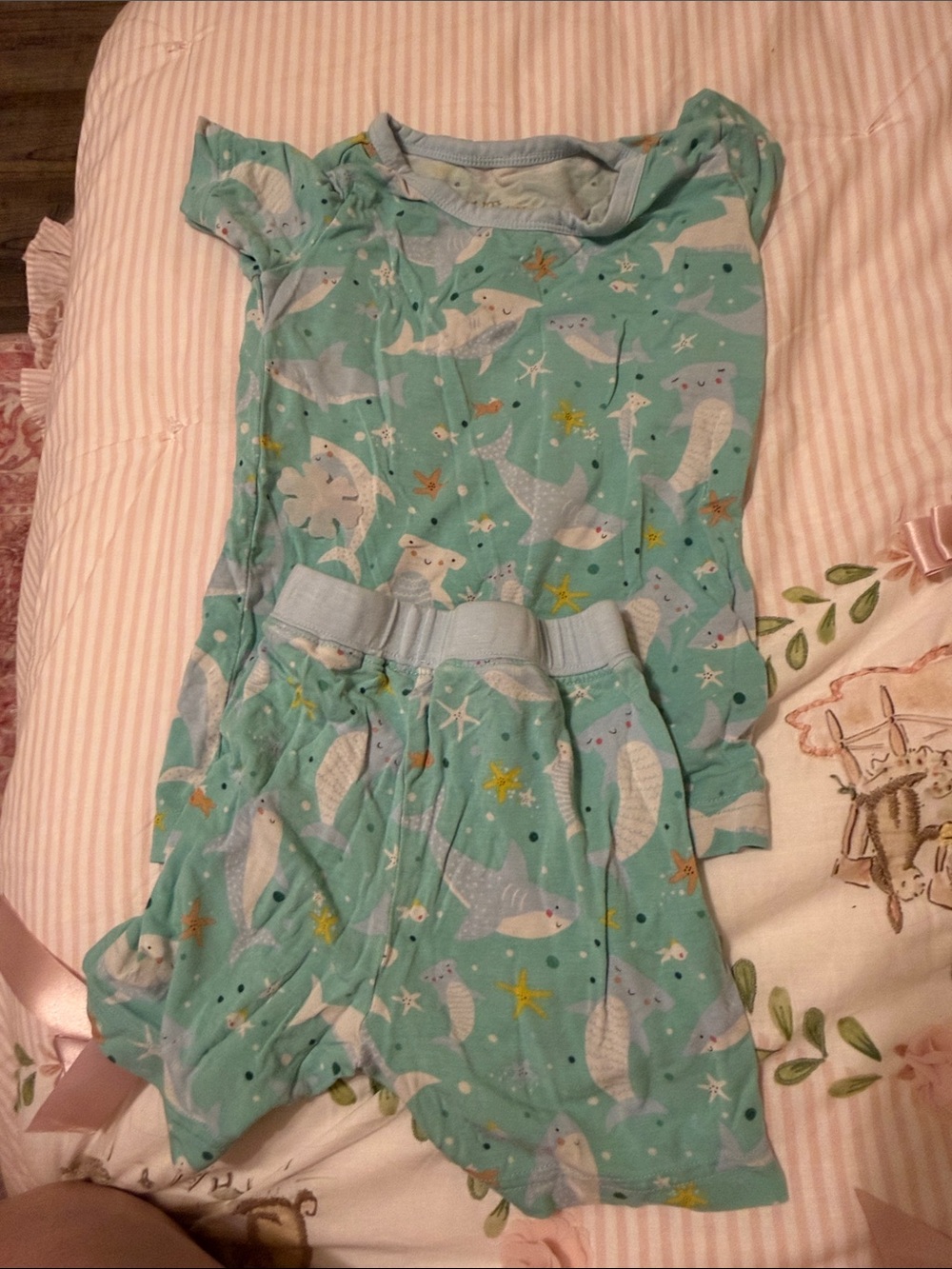 Kids' Little Sleepies Sea Life Print Pajama Set - Mint Green